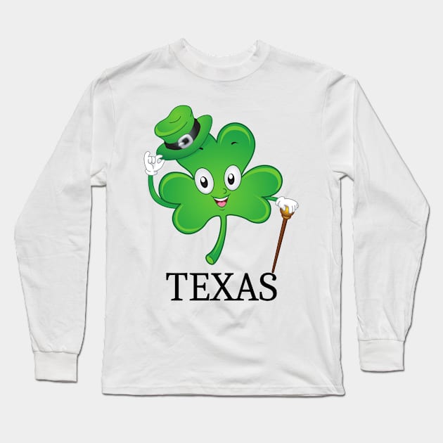 St Patrick's  Irish Shamrock texas, Irish Gift for Wife Long Sleeve T-Shirt by yassinebd